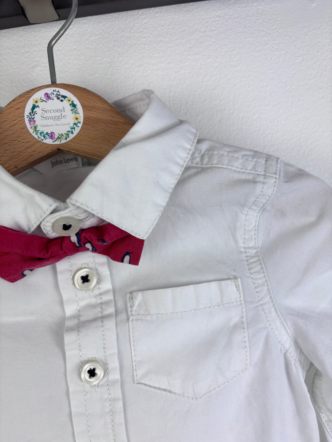 John Lewis White Shirt with Bow Tie 9-12 Months