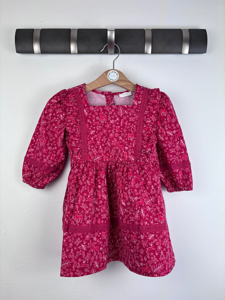 Next Pink Floral & Animal Dress 12-18 Months