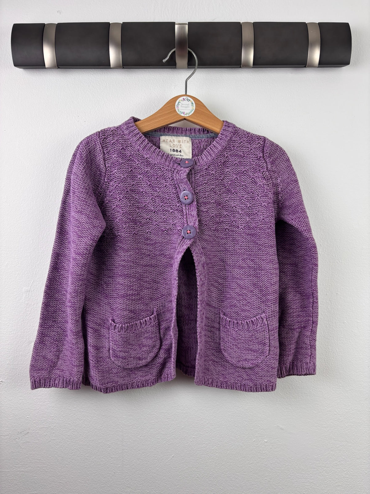 M&S Purple Knitted Cardigan with Pockets 3-4 Years-Cardigans-Second Snuggle Preloved