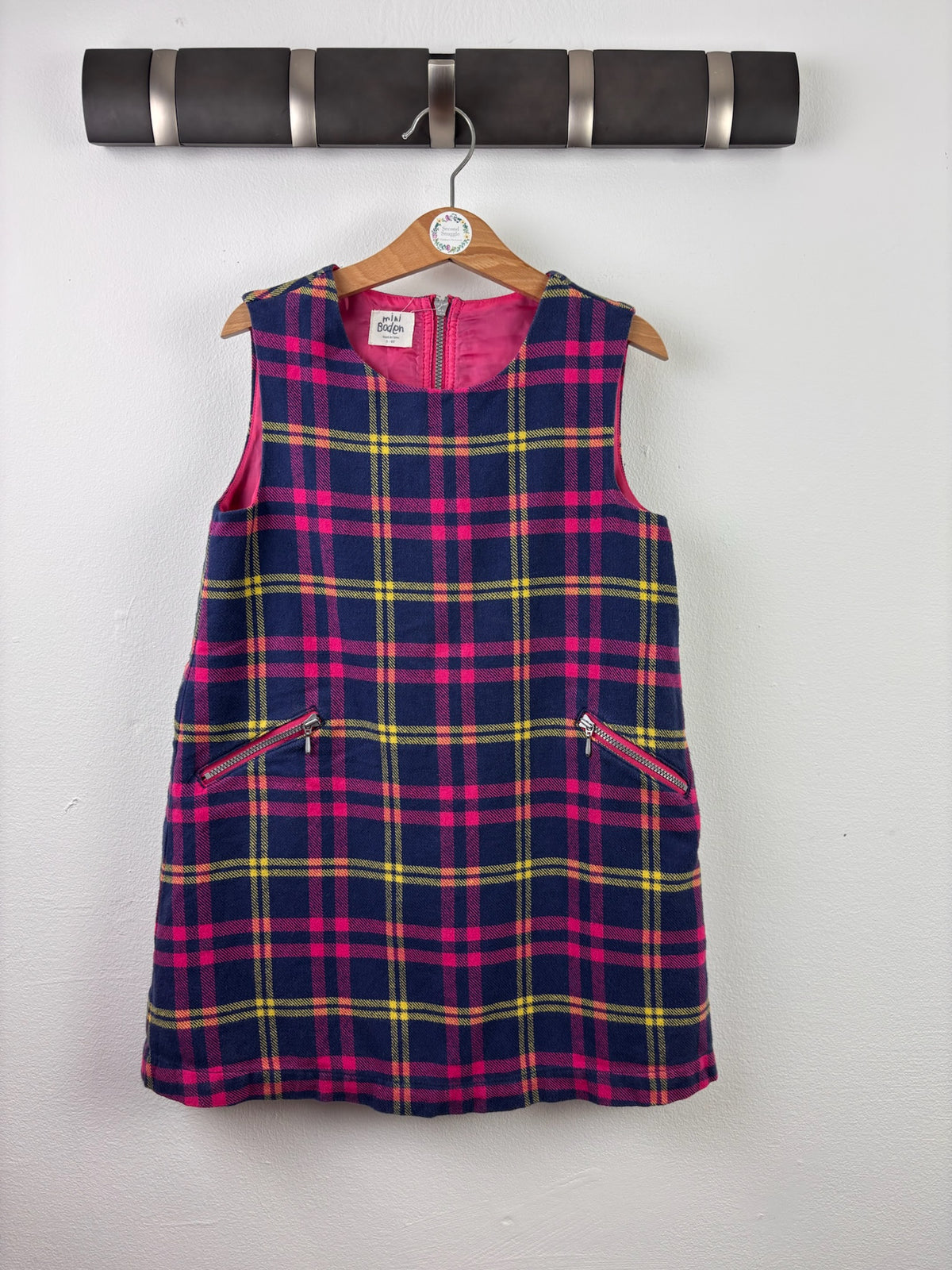 Boden Navy Tartan Pinafore Dress Zip Pockets 5-6 Years-Dresses-Second Snuggle Preloved