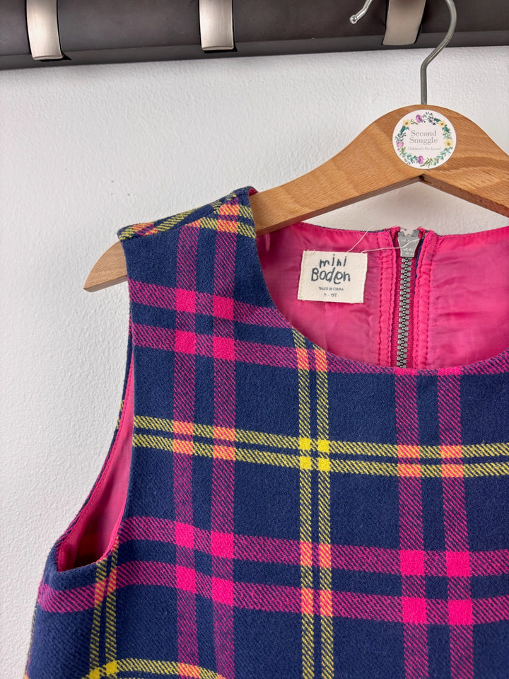 Boden Navy Tartan Pinafore Dress Zip Pockets 5-6 Years-Dresses-Second Snuggle Preloved