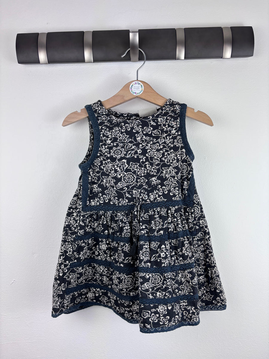 Next Navy Floral Dress 12-18 Months-Dresses-Second Snuggle Preloved