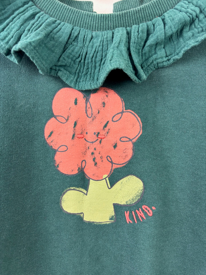 Next Green Flower Sweatshirt Ruffle Collar 2-3 Years-Jumpers-Second Snuggle Preloved