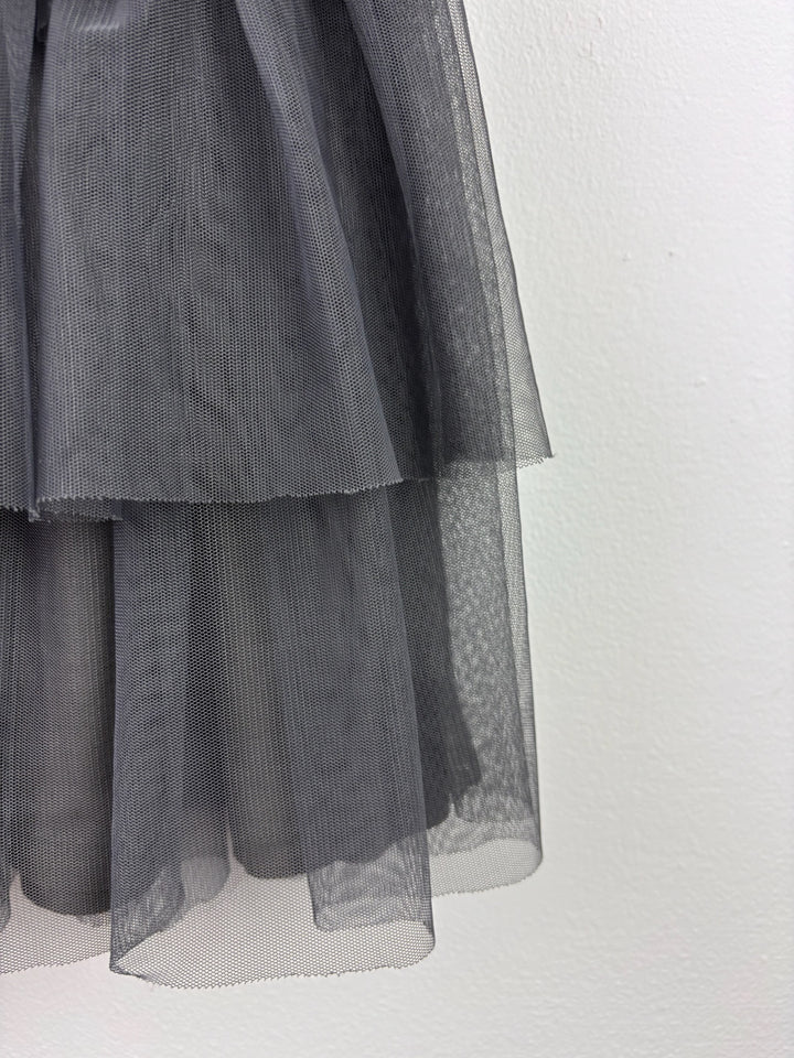 Boden Grey Layered Tulle Skirt Rainbow Waistband 7-8 Years-Skirts-Second Snuggle Preloved