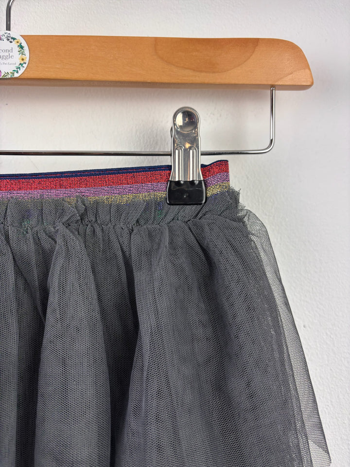 Boden Grey Layered Tulle Skirt Rainbow Waistband 7-8 Years-Skirts-Second Snuggle Preloved