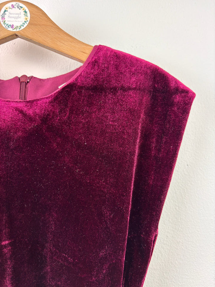 Kaisely Burgundy Velvet Tie Waist Dress 6-7 Years-Dresses-Second Snuggle Preloved