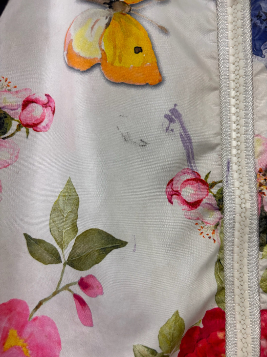 Monnalisa Floral Bomber Jacket Bird &amp; Butterfly Print 7 Years-Jackets-Second Snuggle Preloved