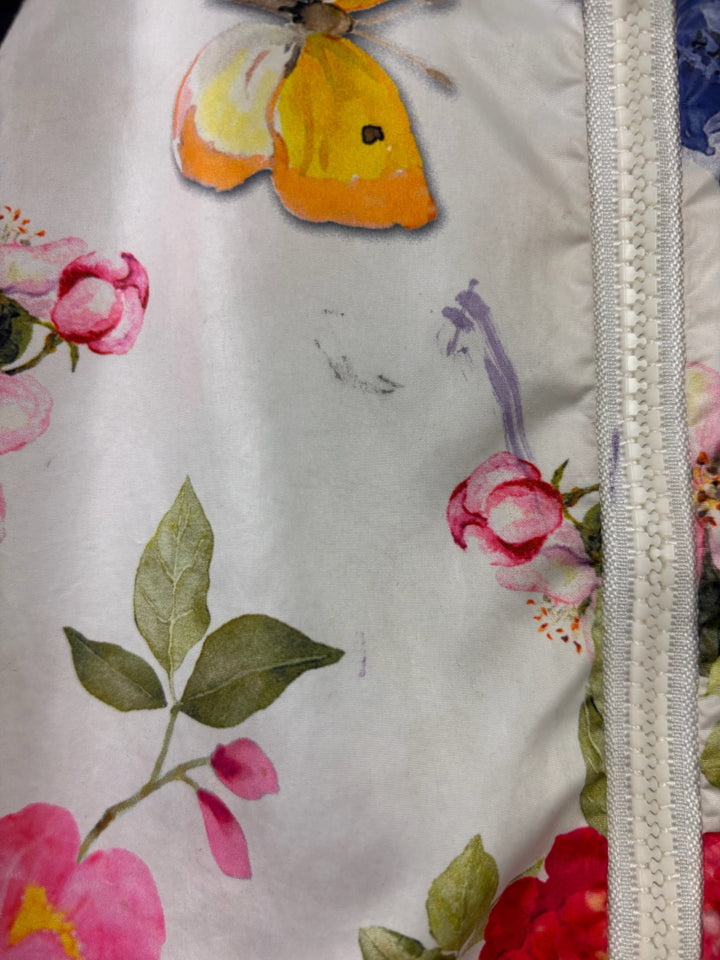 Monnalisa Floral Bomber Jacket Bird &amp; Butterfly Print 7 Years-Jackets-Second Snuggle Preloved