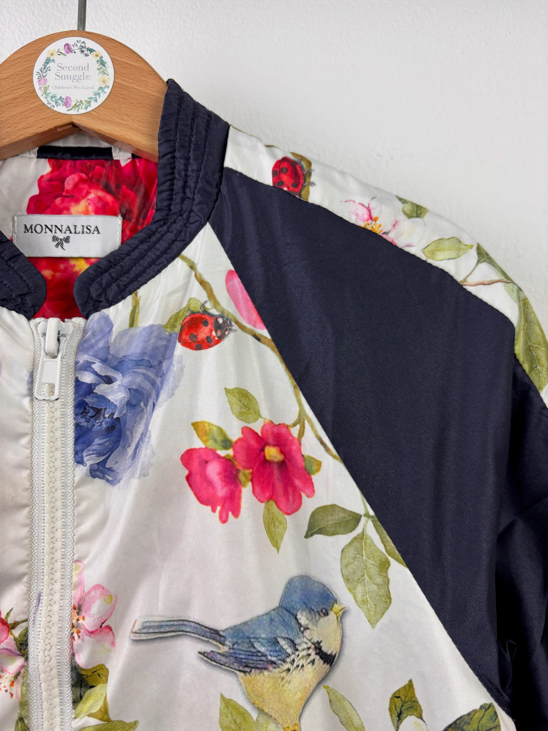 Monnalisa Floral Bomber Jacket Bird &amp; Butterfly Print 7 Years-Jackets-Second Snuggle Preloved