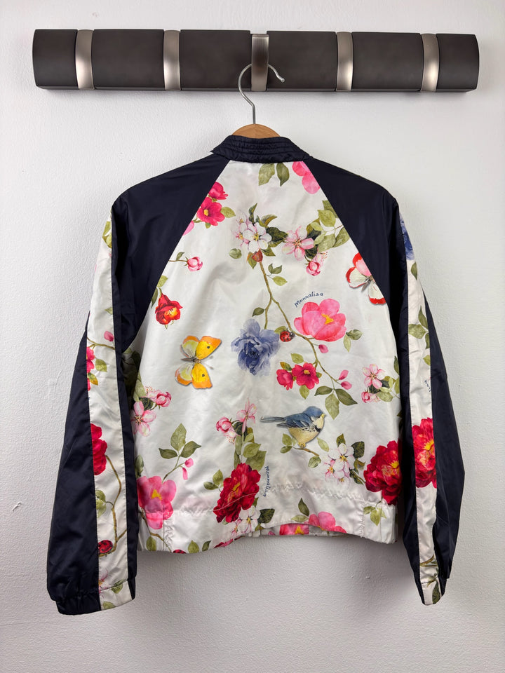 Monnalisa Floral Bomber Jacket Bird &amp; Butterfly Print 7 Years-Jackets-Second Snuggle Preloved