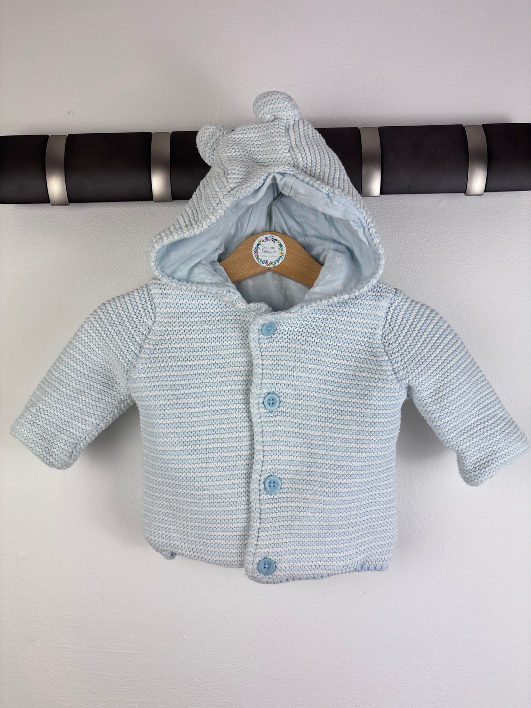 M&S Blue Knitted Cardigan 0-3 Months-Jackets-Second Snuggle Preloved