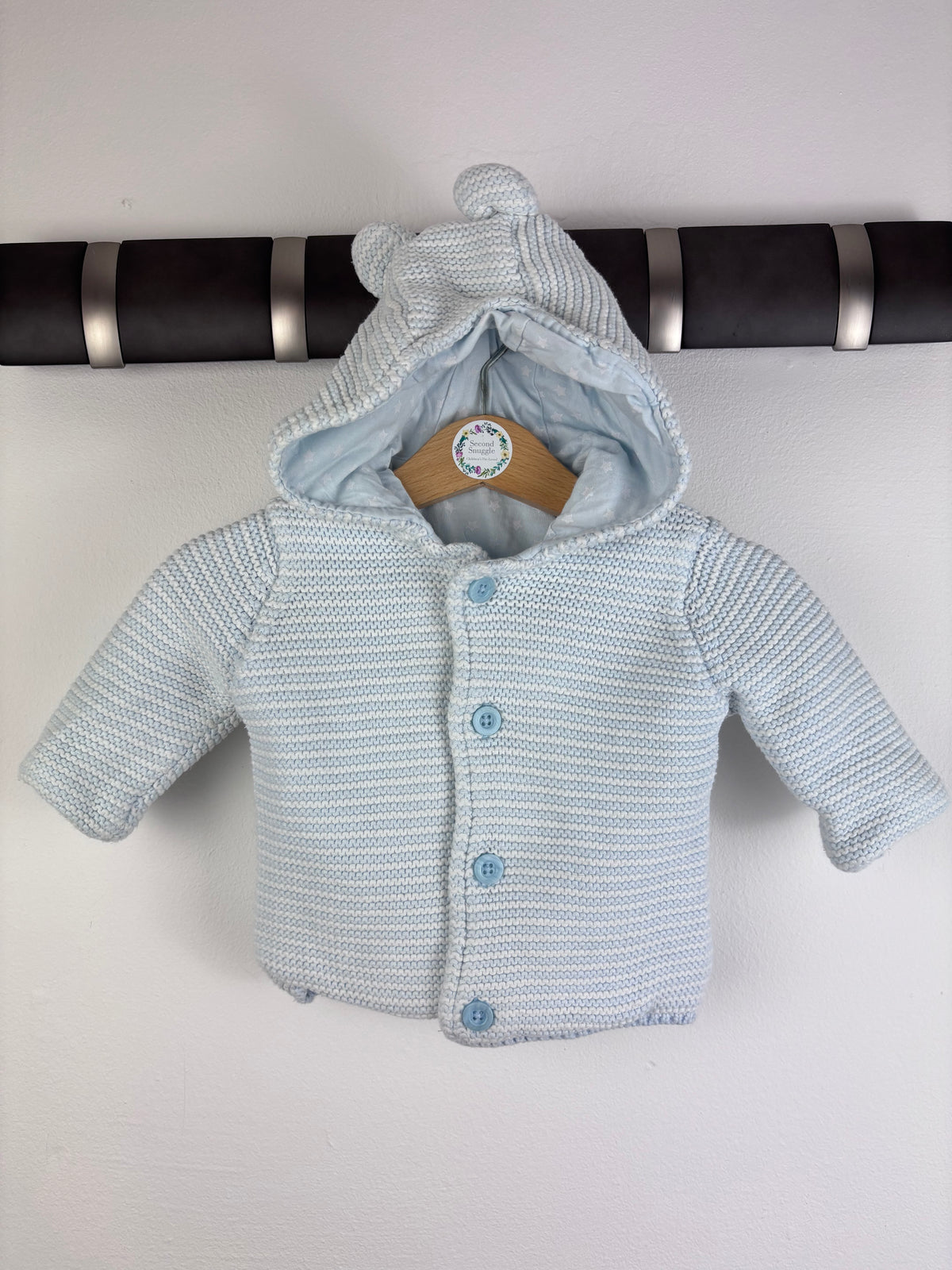M&S Blue Knitted Cardigan 0-3 Months-Jackets-Second Snuggle Preloved