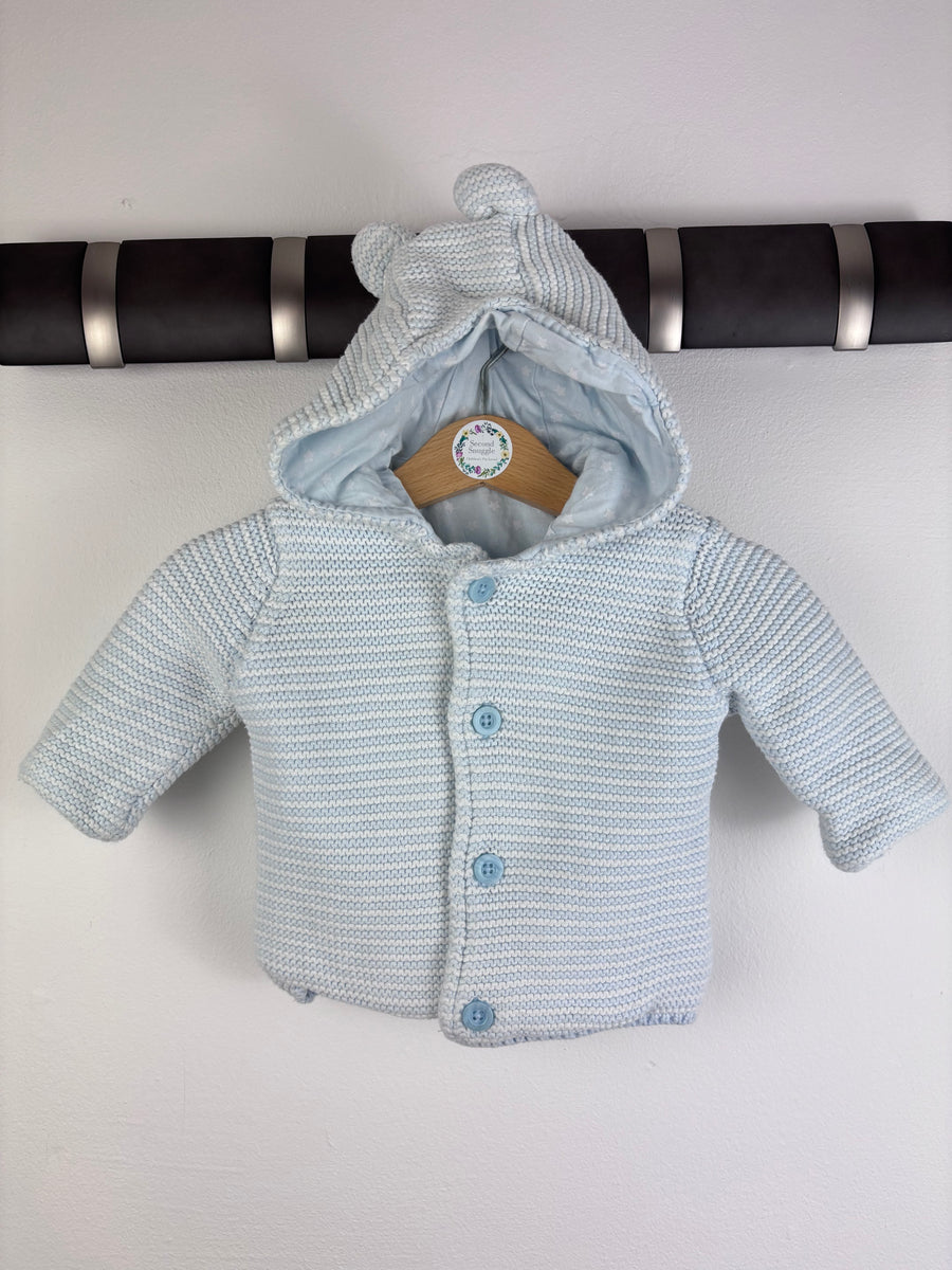 M&S Blue Knitted Cardigan 0-3 Months-Jackets-Second Snuggle Preloved