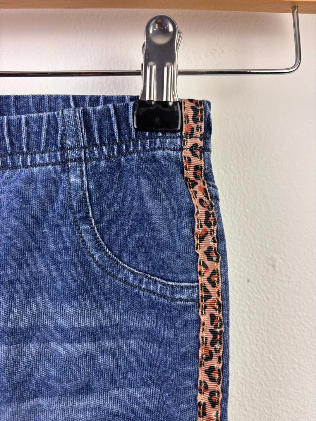 Next Blue Denim Jeggings Leopard Side Stripe 18-24 Months-Trousers-Second Snuggle Preloved