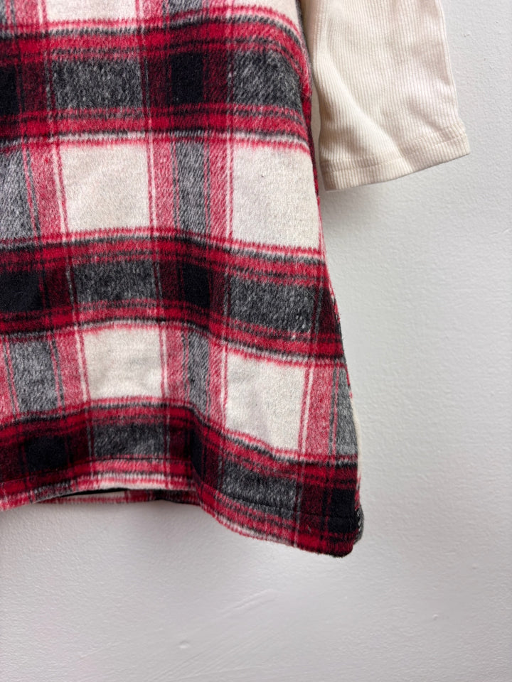 Fred &amp; Flo Cream Red Tartan Pinafore Dress Set 4-5 Years-Dresses-Second Snuggle Preloved