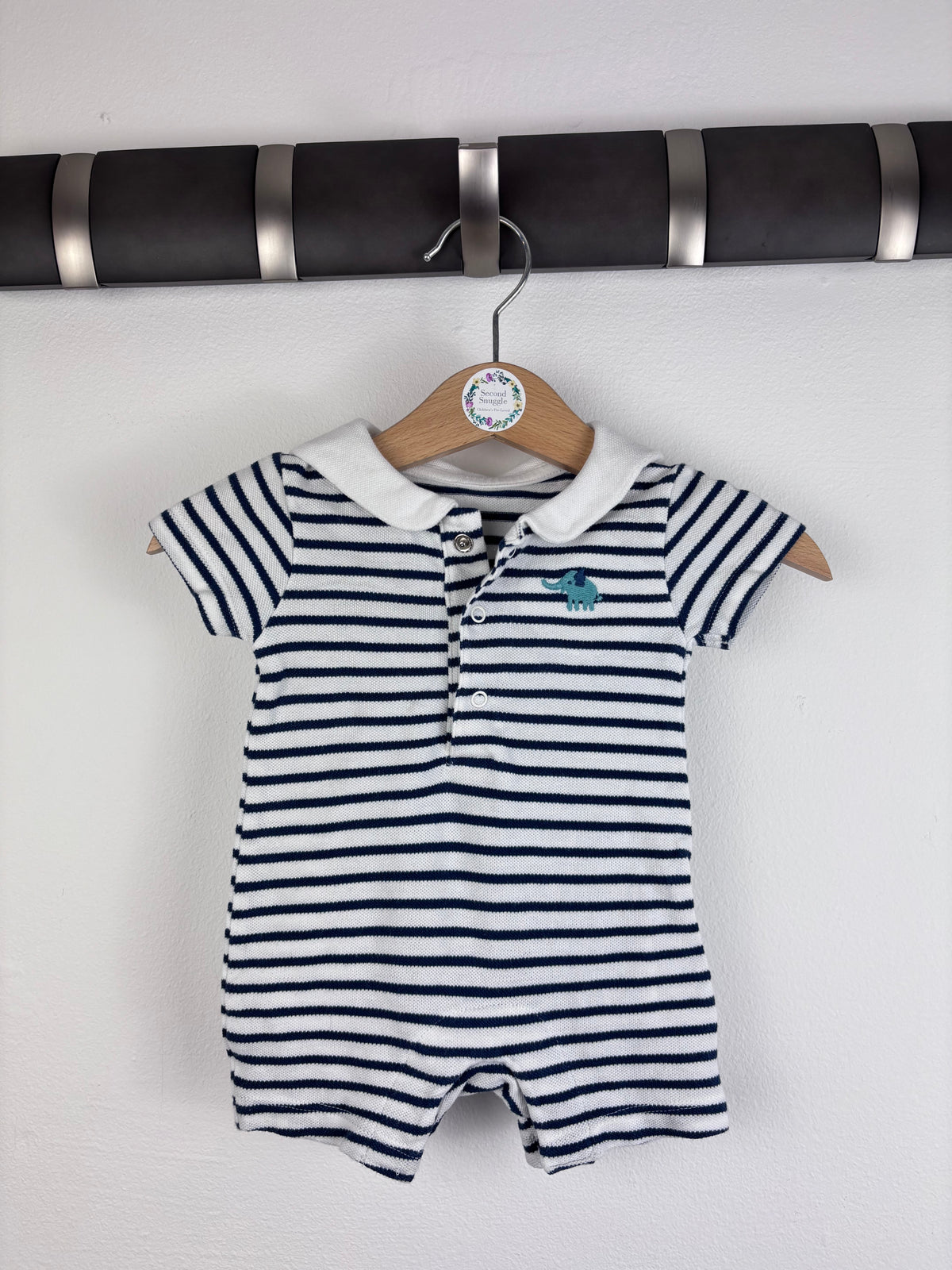 M&S Stripe Romper Newborn-Rompers-Second Snuggle Preloved