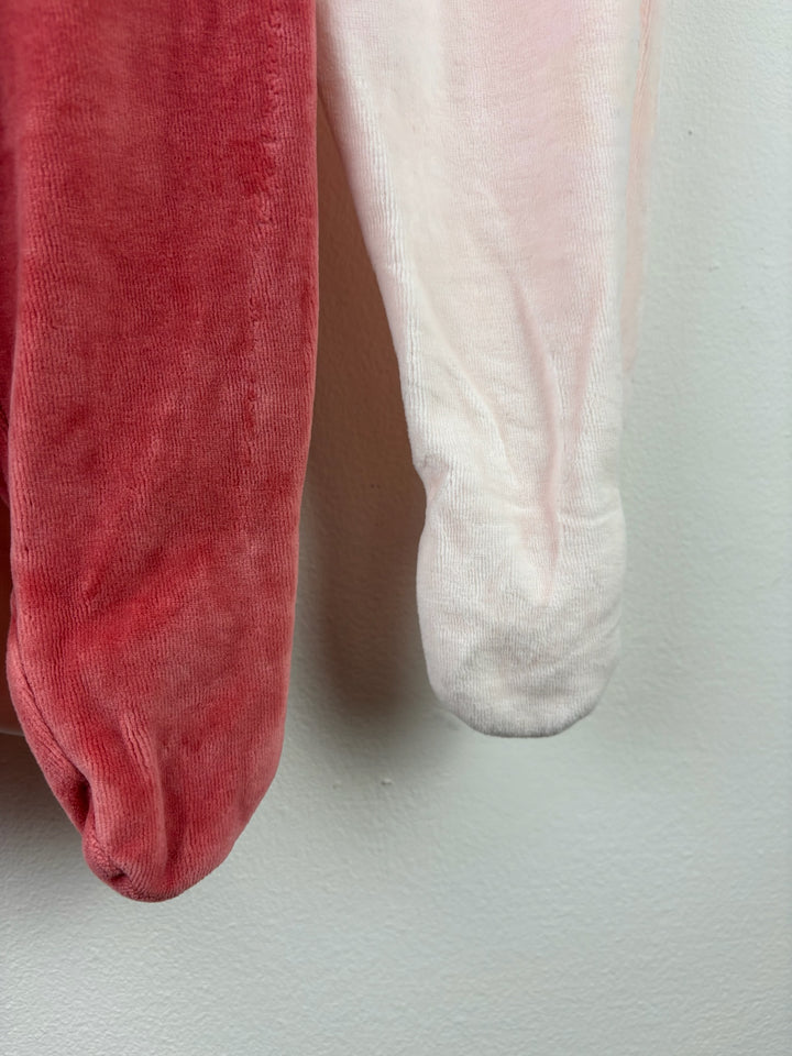 M&amp;S Set of Three Pink Velour Footed Trousers 6-9 Months-Leggings-Second Snuggle Preloved