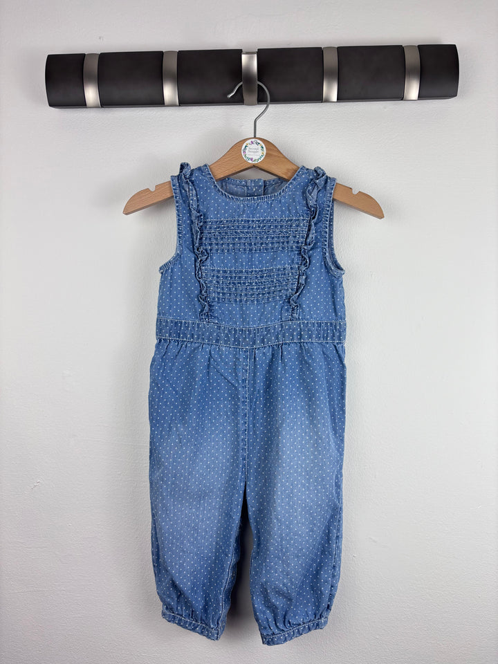 Tu Denim Polka Dot Dungarees 6-9 Months-Rompers-Second Snuggle Preloved
