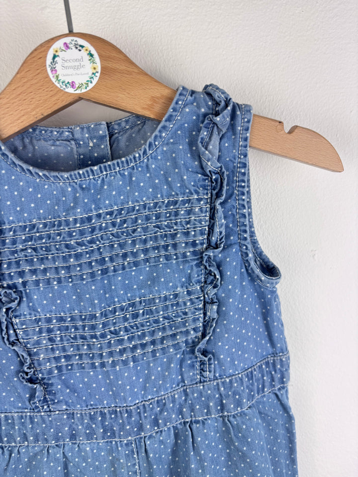 Tu Denim Polka Dot Dungarees 6-9 Months-Rompers-Second Snuggle Preloved