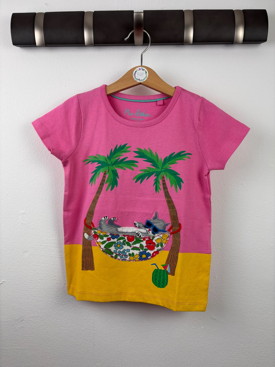 Mini Boden Pink Cat Hammock T-Shirt 3-4 Years-Tops-Second Snuggle Preloved