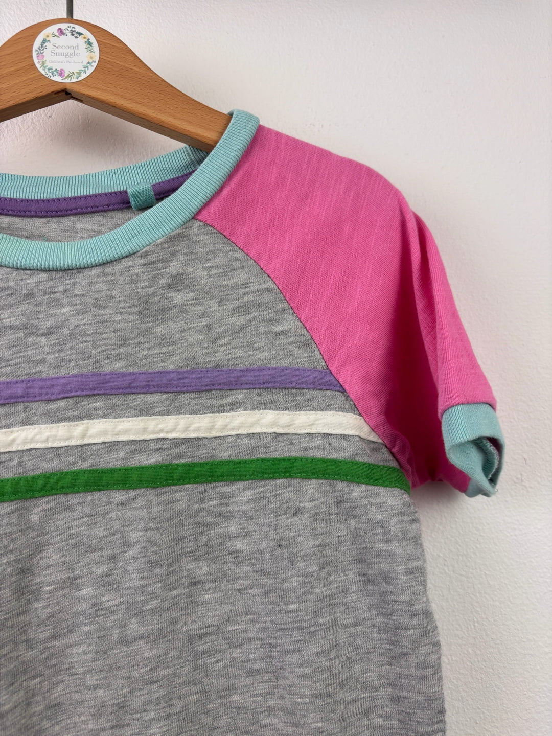 Boden Grey Pink Colour Block T-Shirt 6-7 Years-Tops-Second Snuggle Preloved