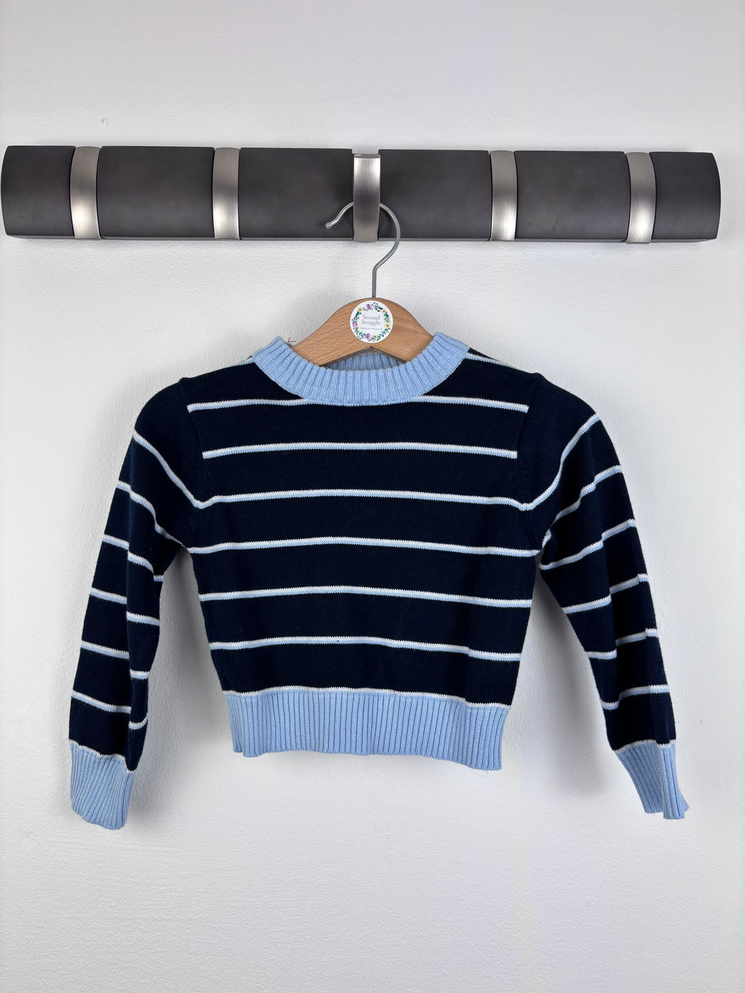 Primark Navy and Blue Stripe Jumper 6-9 Months-Jumpers-Second Snuggle Preloved