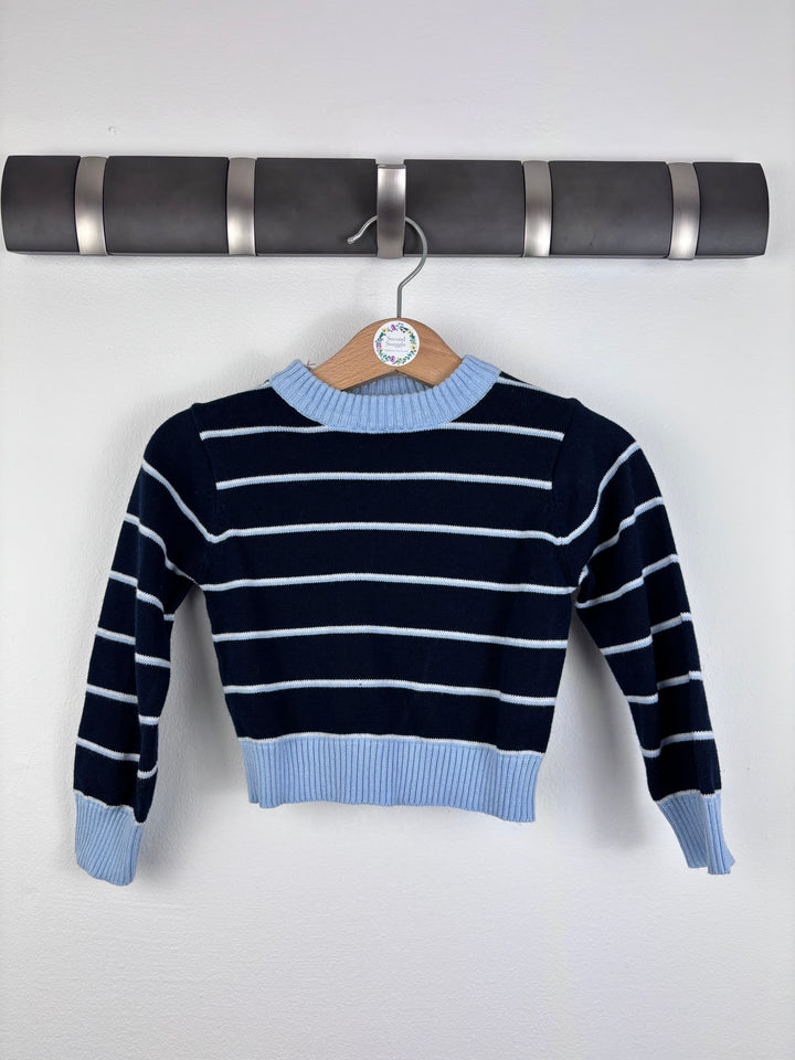 Primark Navy and Blue Stripe Jumper 6-9 Months-Jumpers-Second Snuggle Preloved