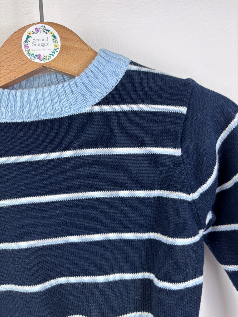 Primark Navy and Blue Stripe Jumper 6-9 Months-Jumpers-Second Snuggle Preloved