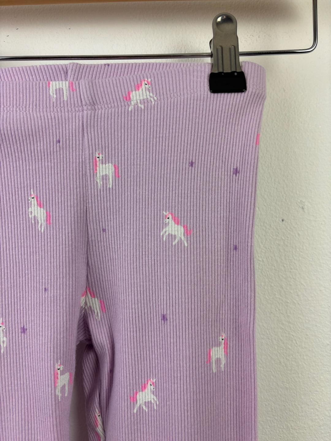Fred &amp; Flo Lilac Unicorn Ribbed Leggings 5-6 Years-Leggings-Second Snuggle Preloved