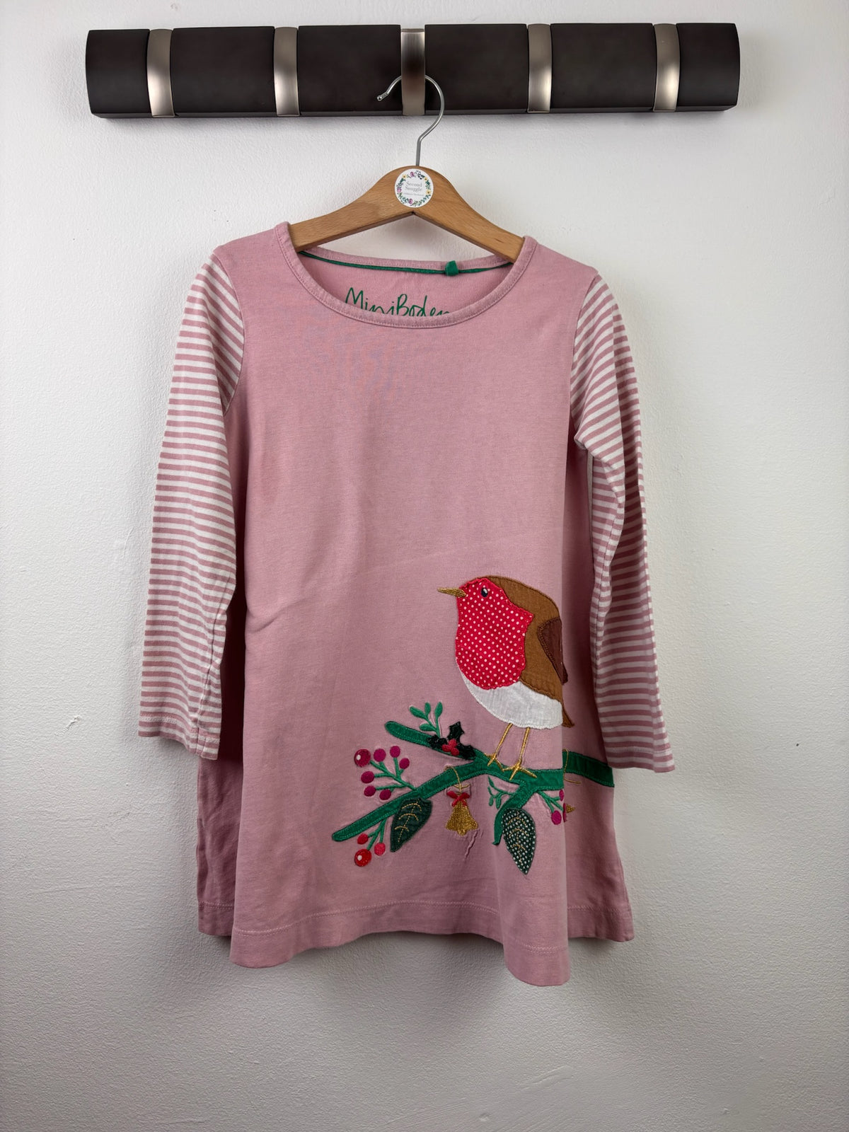 Mini Boden Pink Robin Appliqué Tunic Dress 4-5 Years-Dresses-Second Snuggle Preloved