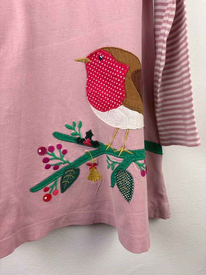 Mini Boden Pink Robin Appliqué Tunic Dress 4-5 Years-Dresses-Second Snuggle Preloved