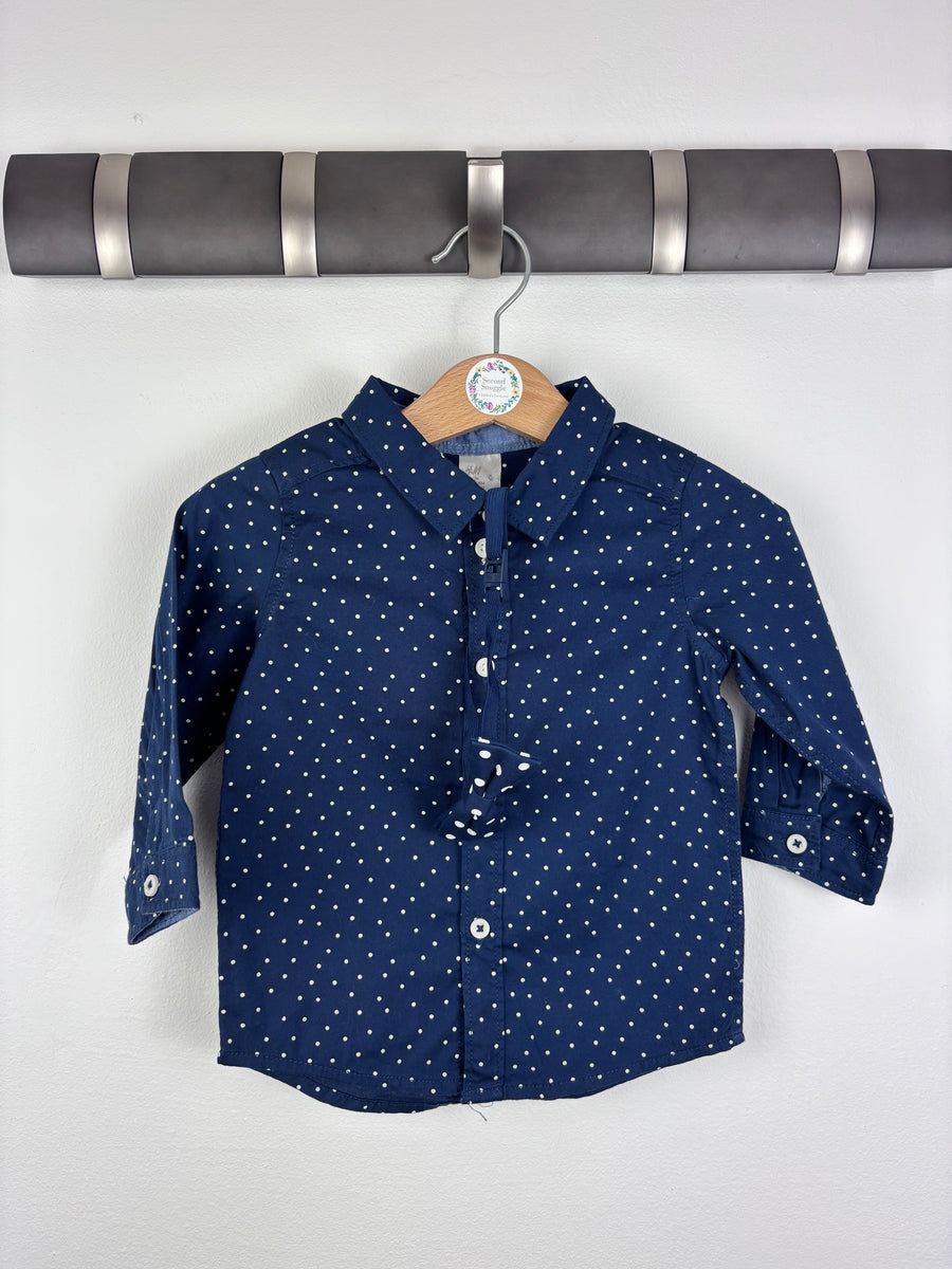 H&M Navy Spot Shirt 6-9 Months-Shirts-Second Snuggle Preloved