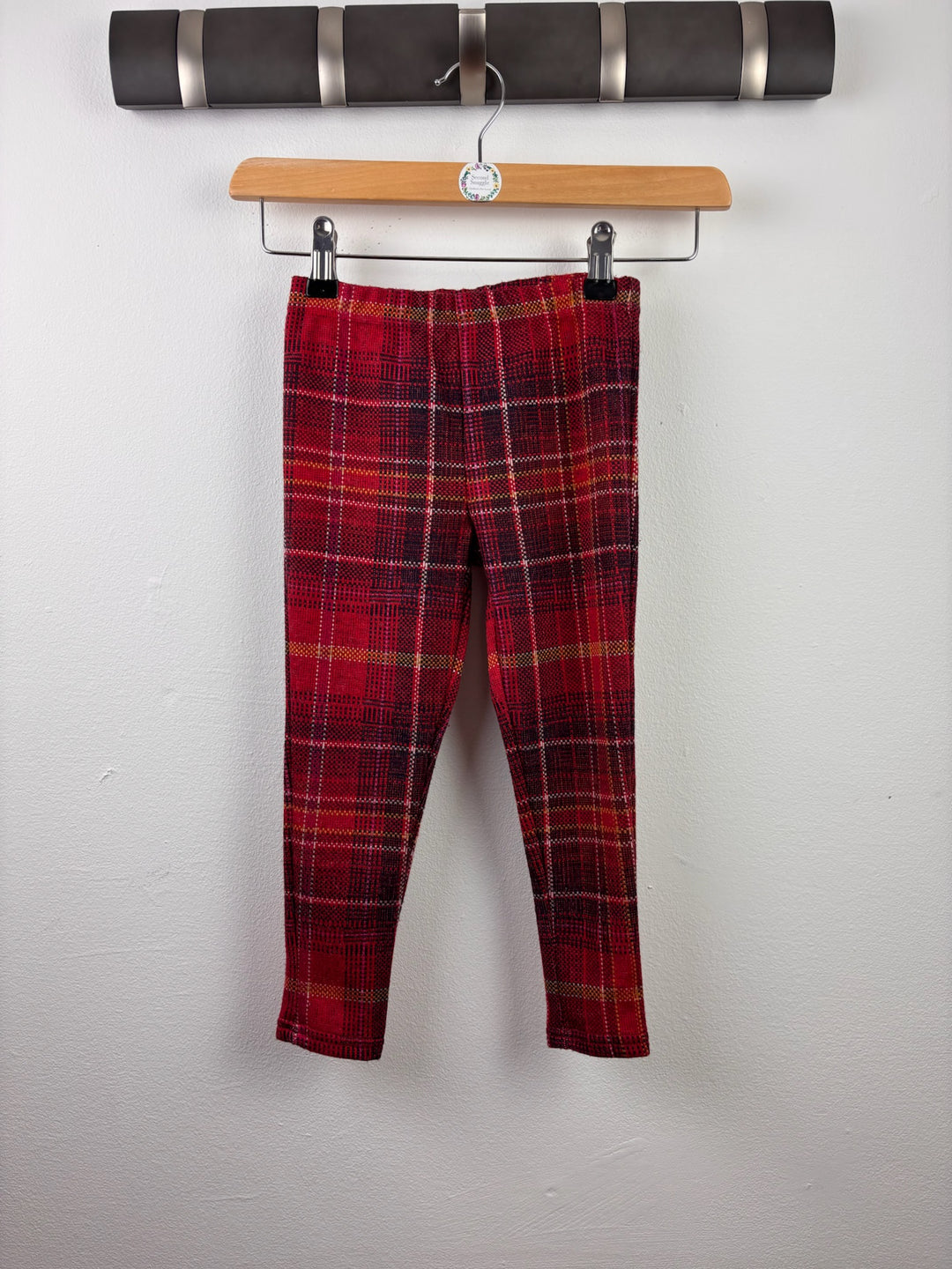 Next Red Tartan Check Leggings 4-5 Years-Leggings-Second Snuggle Preloved