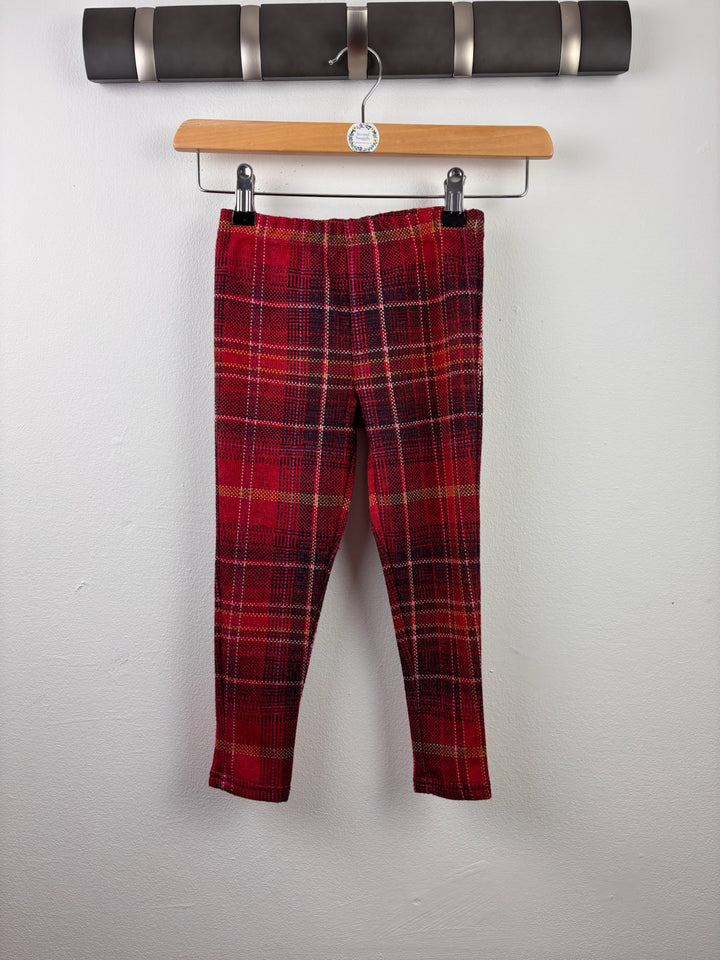 Next Red Tartan Check Leggings 4-5 Years-Leggings-Second Snuggle Preloved