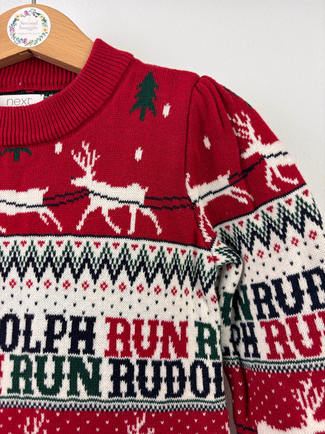 Next Red Christmas Fair Isle Jumper Dress 4 Years-Dresses-Second Snuggle Preloved