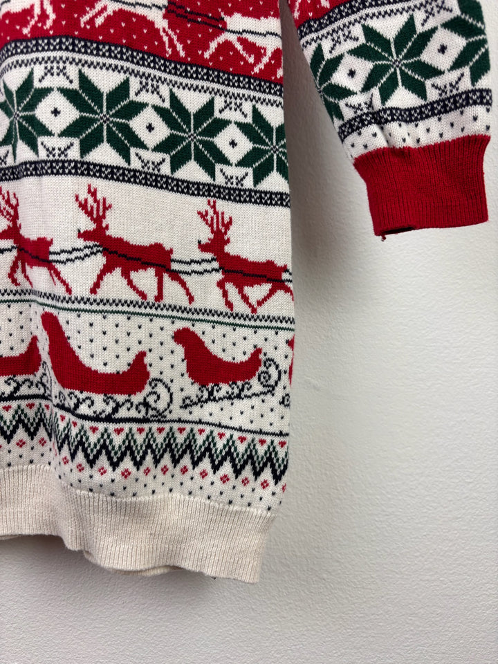 Next Red Christmas Fair Isle Jumper Dress 4 Years-Dresses-Second Snuggle Preloved