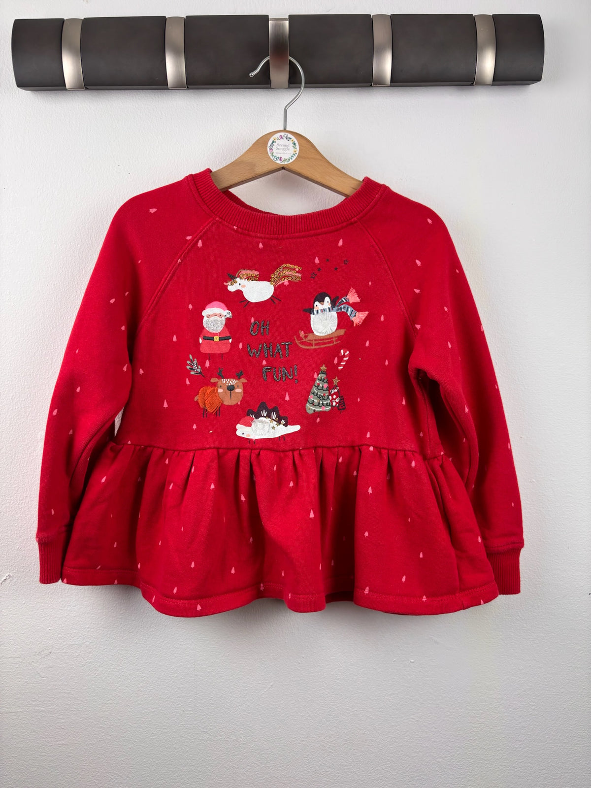 Next Red Christmas Peplum Sweatshirt 4-5 Years-Jumpers-Second Snuggle Preloved