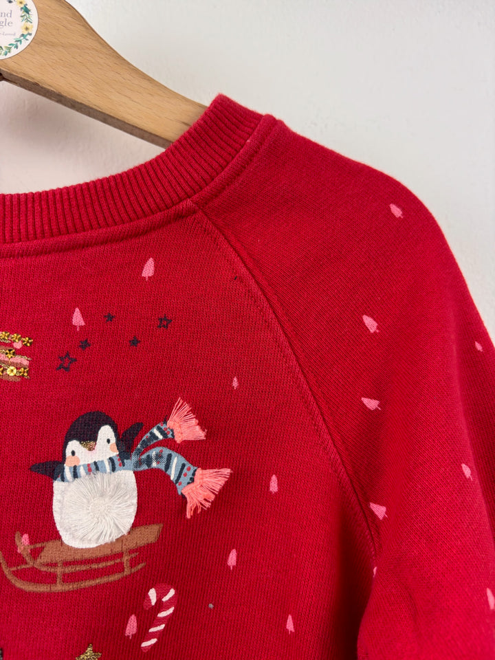 Next Red Christmas Peplum Sweatshirt 4-5 Years-Jumpers-Second Snuggle Preloved