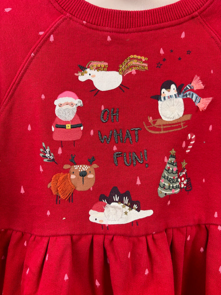 Next Red Christmas Peplum Sweatshirt 4-5 Years-Jumpers-Second Snuggle Preloved
