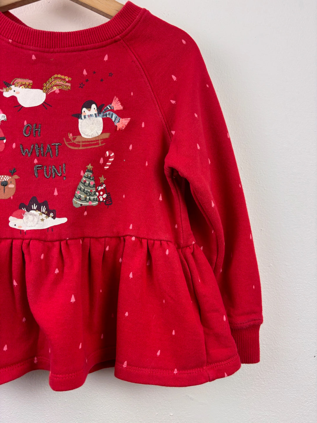 Next Red Christmas Peplum Sweatshirt 4-5 Years-Jumpers-Second Snuggle Preloved