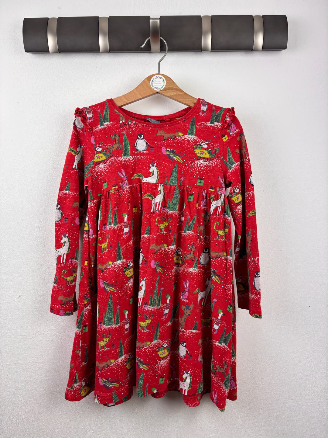 Next Red Christmas Animal Print Dress 4-5 Years-Dresses-Second Snuggle Preloved