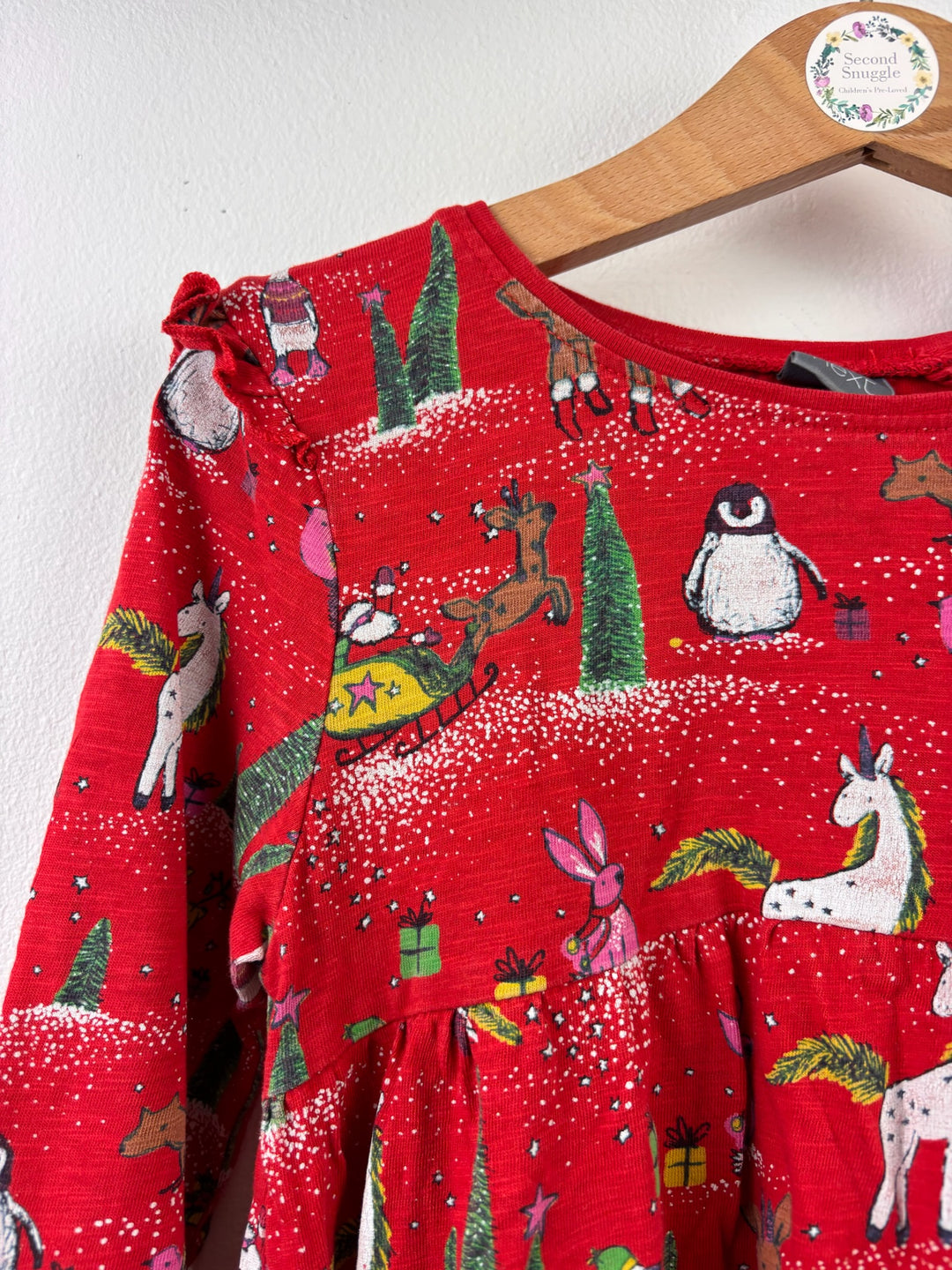 Next Red Christmas Animal Print Dress 4-5 Years-Dresses-Second Snuggle Preloved