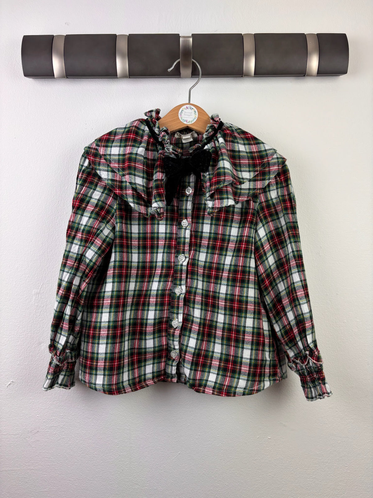 River Island Tartan Check Ruffle Blouse 4-5 Years-Tops-Second Snuggle Preloved