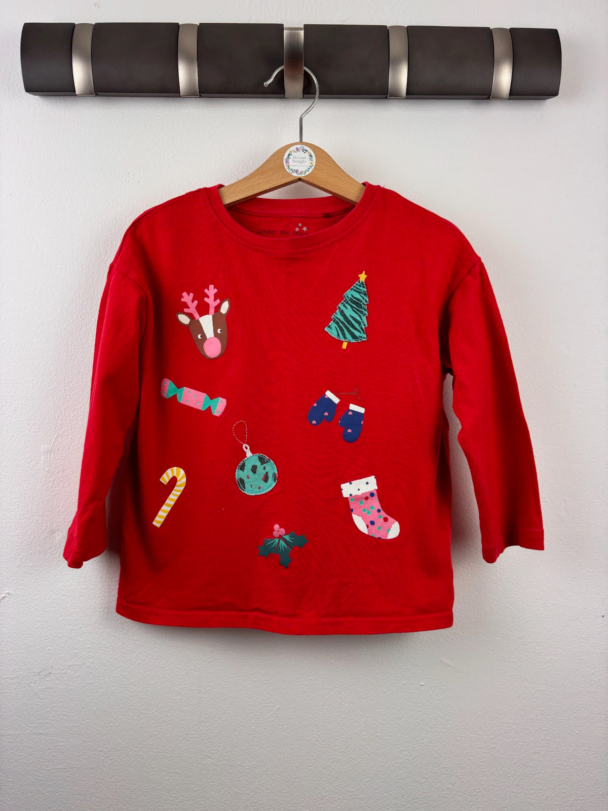 Next Red Christmas Motif Long Sleeve Top 4 Years-Tops-Second Snuggle Preloved