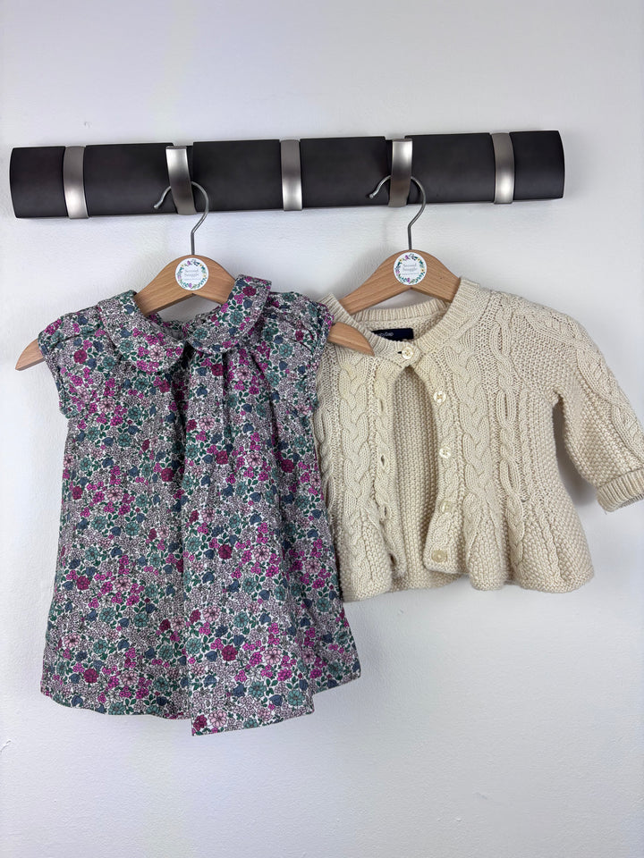 Gap Cardigan and Dress Set 3-6 Months-Dresses-Second Snuggle Preloved
