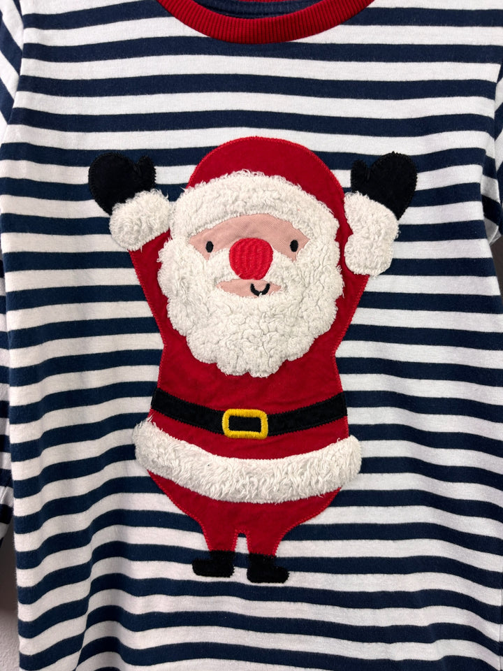 Next Navy Stripe Santa Appliqué Christmas Top 4-5 Years-Tops-Second Snuggle Preloved