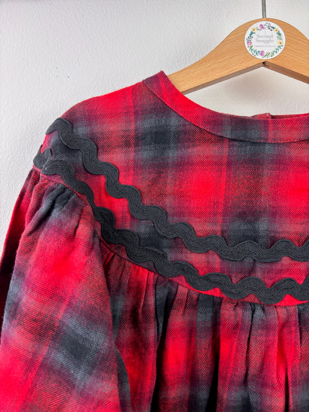 Next Red Tartan Ric Rac Trim Dress 4-5 Years-Dresses-Second Snuggle Preloved
