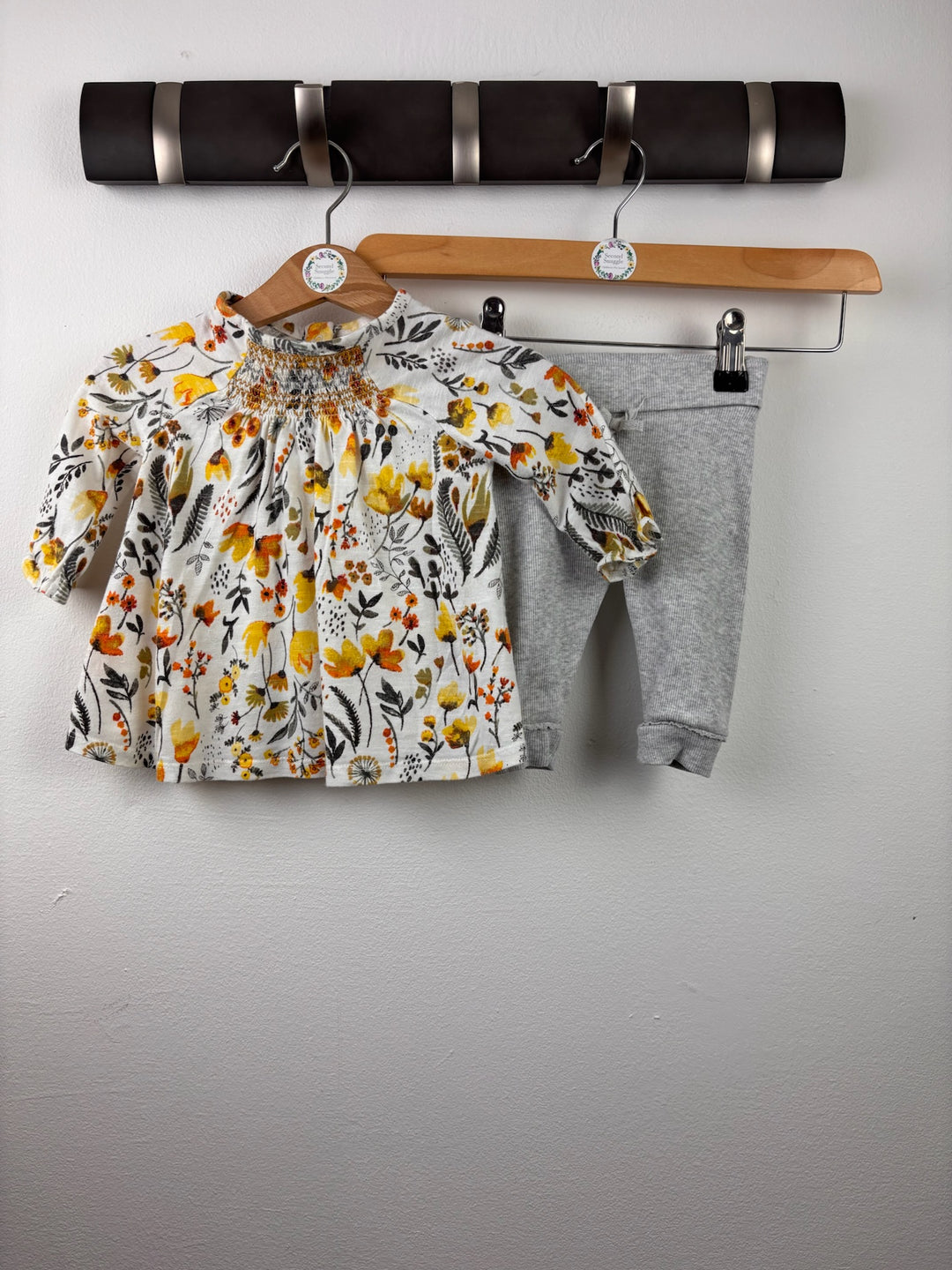 Next Floral Top and Grey Leggings Set 0-3 Months-Sets-Second Snuggle Preloved