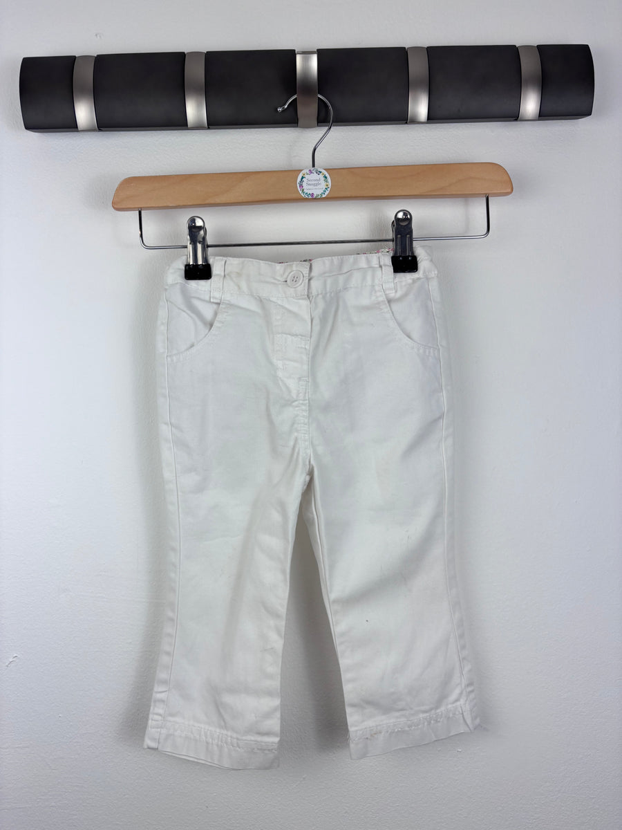 JoJo Maman Bébé White Trousers 12-18 Months-Trousers-Second Snuggle Preloved