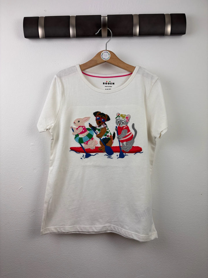 Mini Boden Cream Animal Paddleboard T-Shirt 9-10 Years-Tops-Second Snuggle Preloved